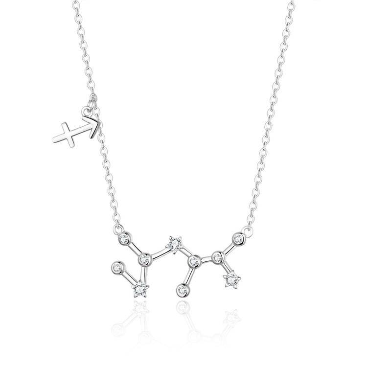 Zodiac Sign Astrology Necklace - Celestia-Silver-Sagittarius-The Livary