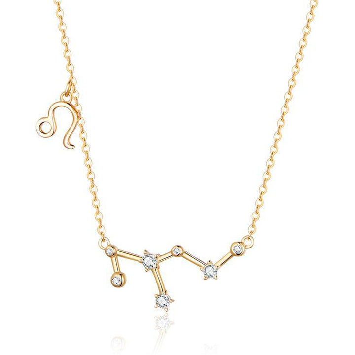 Zodiac Sign Astrology Necklace - Celestia-Gold-Leo-The Livary
