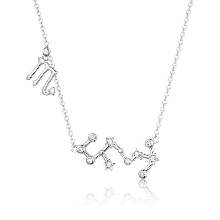 Zodiac Sign Astrology Necklace - Celestia-Silver-Scorpio-The Livary