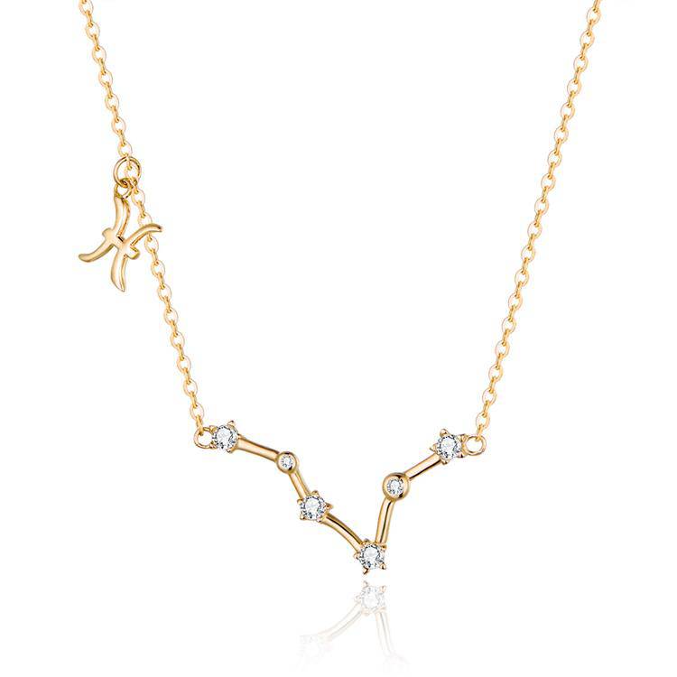 Zodiac Sign Astrology Necklace - Celestia-Gold-Pisces-The Livary