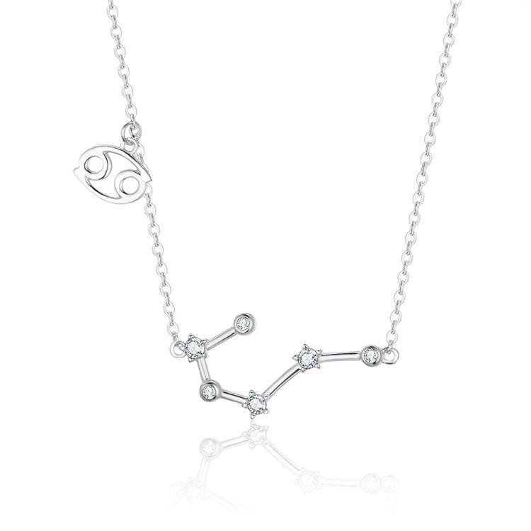 Zodiac Sign Astrology Necklace - Celestia-Silver-Cancer-The Livary