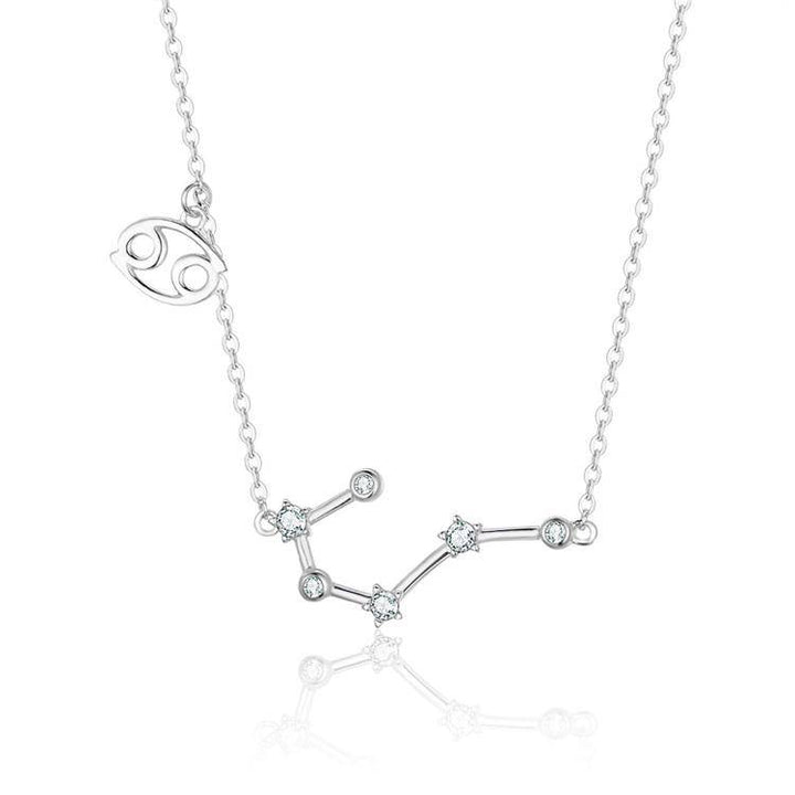 Zodiac Sign Astrology Necklace - Celestia-Silver-Cancer-The Livary