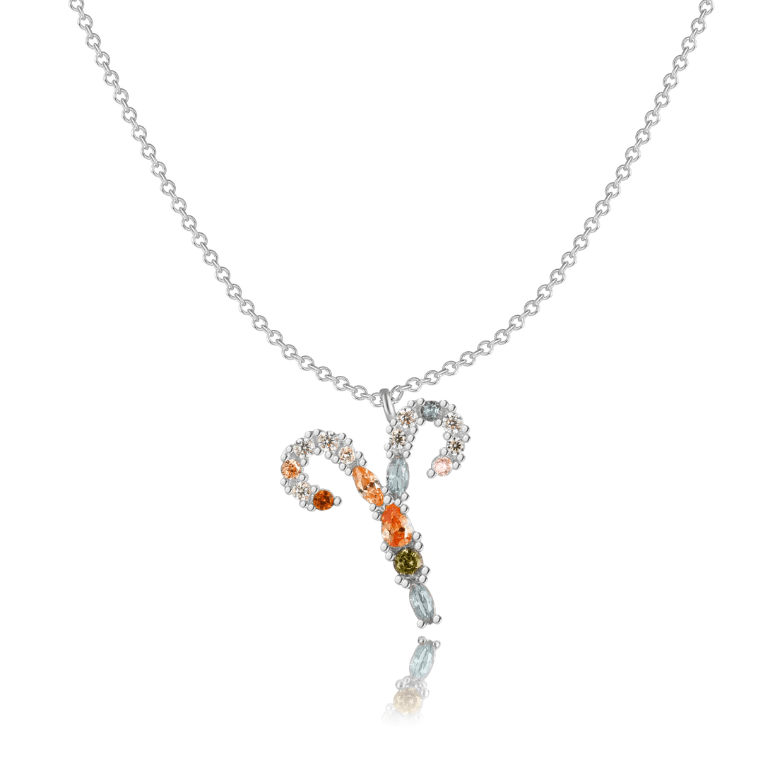 Stylish Zodiac Necklace - Celestia-Silver-Ram-The Livary
