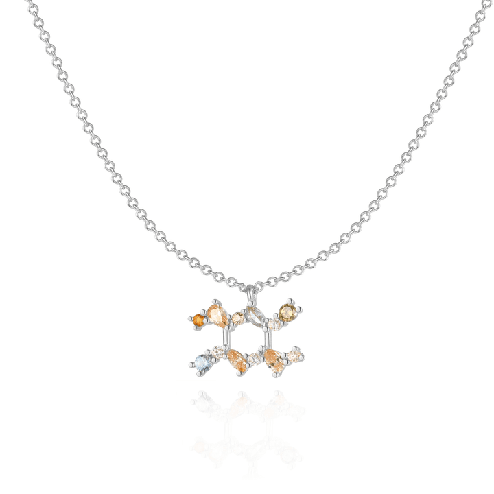 Stylish Zodiac Necklace - Celestia-Silver-Waterman-The Livary