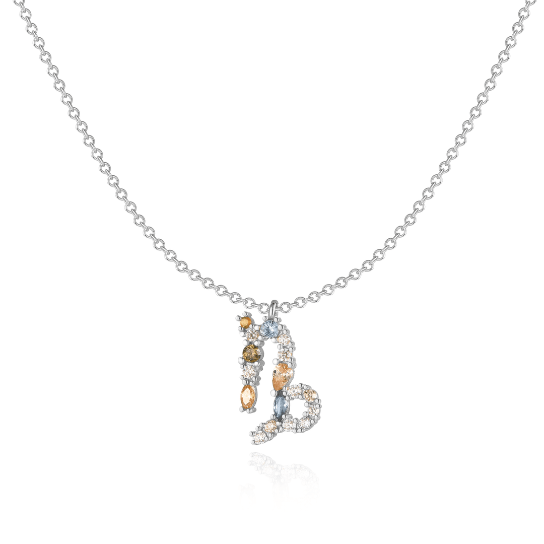 Stylish Zodiac Necklace - Celestia-Silver-Steenbok-The Livary