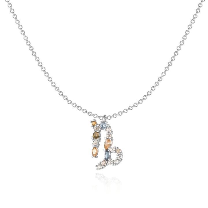 Stylish Zodiac Necklace - Celestia-Silver-Steenbok-The Livary