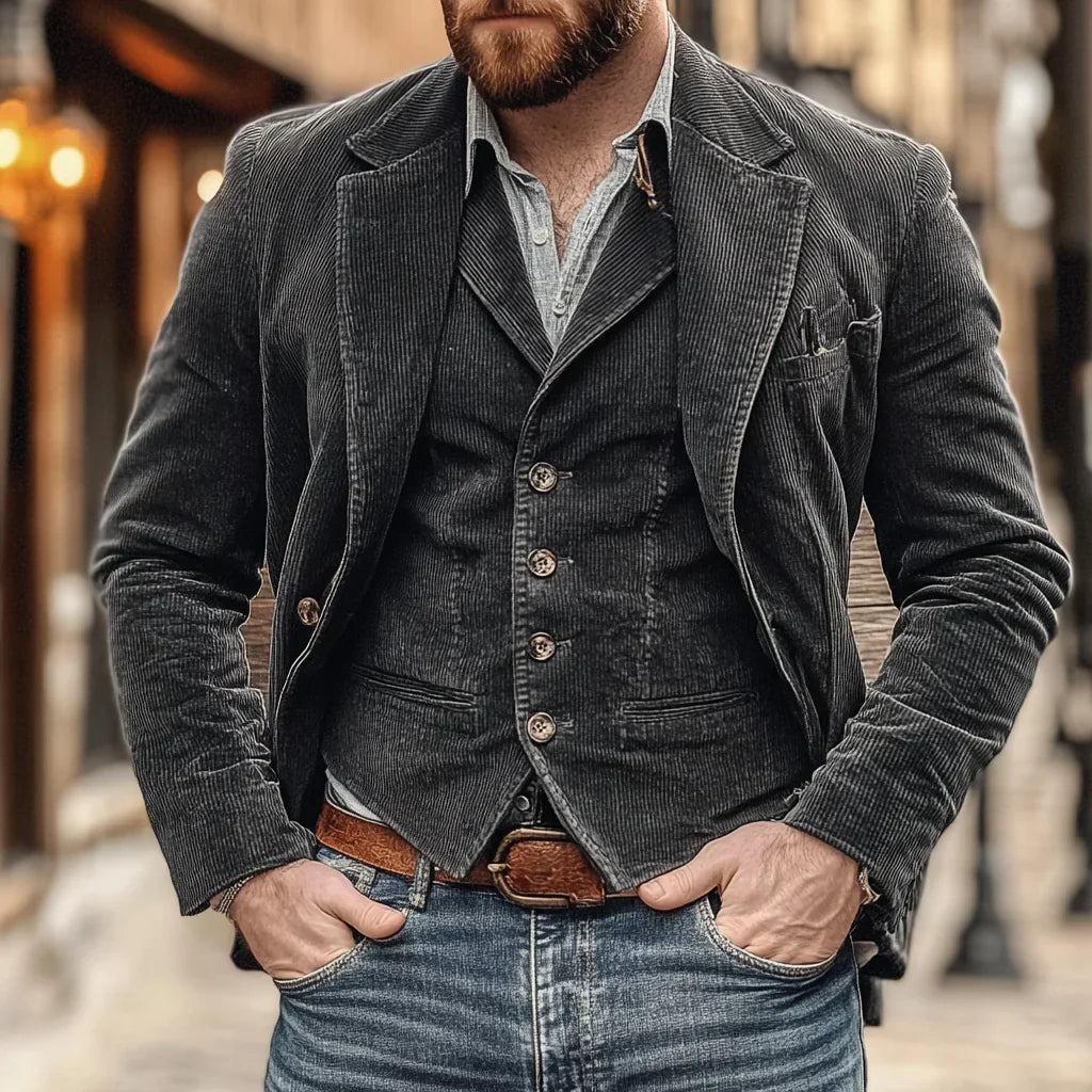 Men's set of Jacket and Waistcoat – Victor-Black-S-The Livary