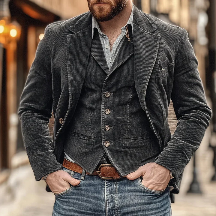 Men's set of Jacket and Waistcoat – Victor-Black-S-The Livary