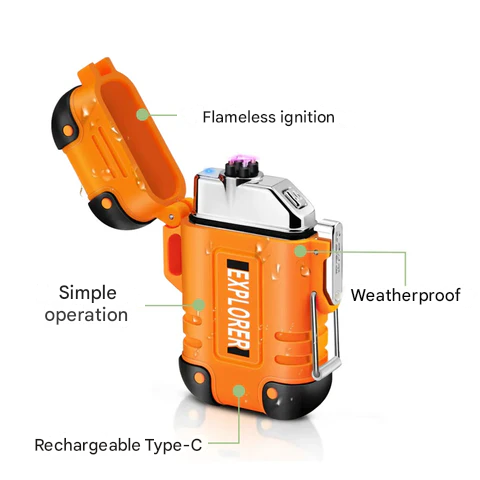 Waterproof and Windproof Storm Lighter - SurvivalFlame-Orange 1-The Livary