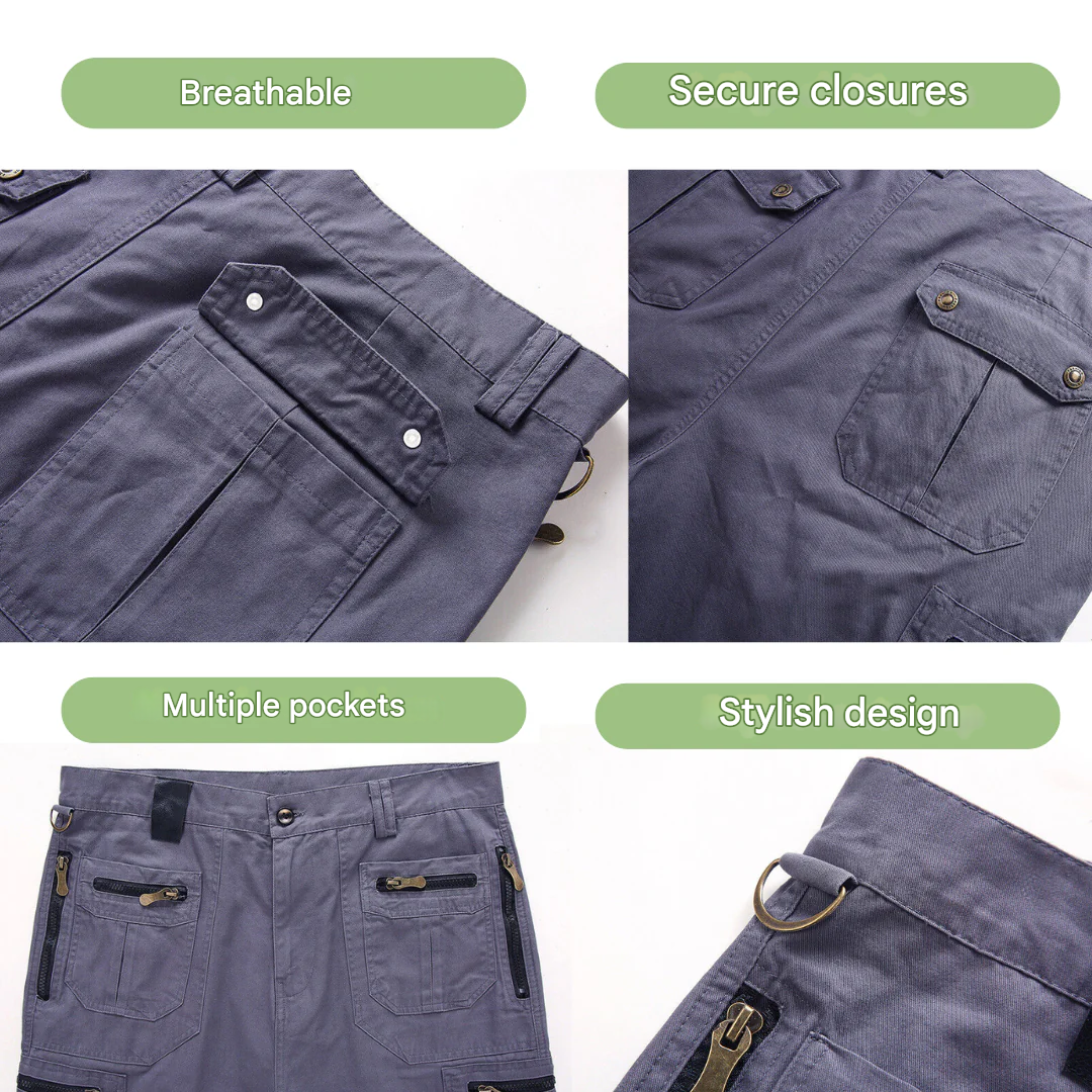 Quick-drying outdoor cargo shorts for men – TrailFlex-Gray-S-The Livary