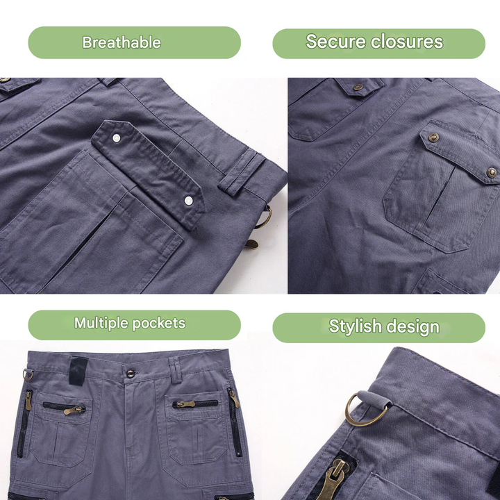 Quick-drying outdoor cargo shorts for men – TrailFlex-Gray-S-The Livary