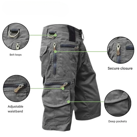 Quick-drying outdoor cargo shorts for men – TrailFlex-Gray-S-The Livary