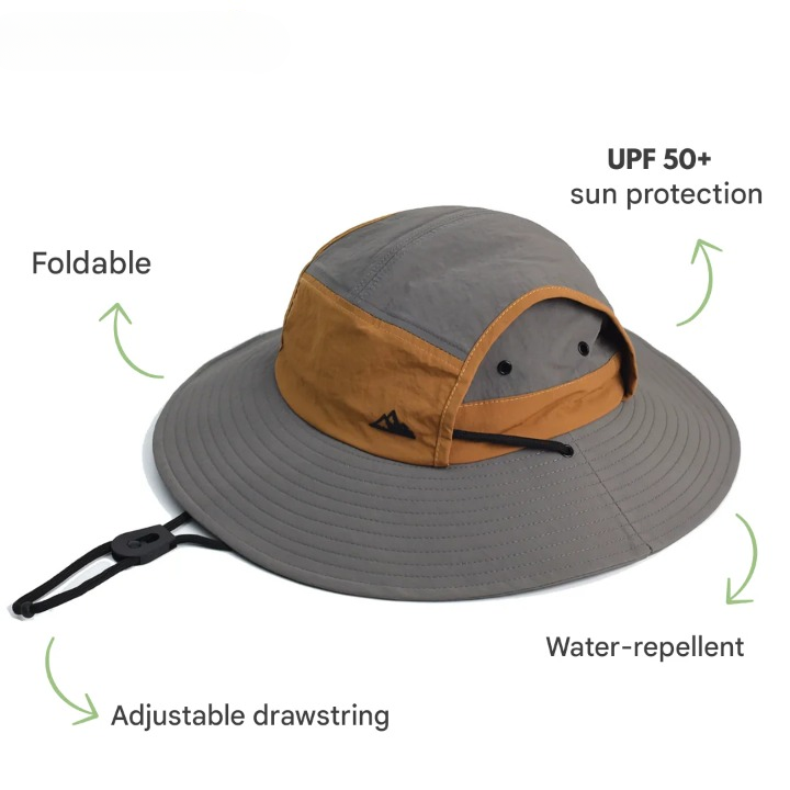 Foldable outdoor sun hat with UV protection – SunGuard Explorer-Camel-The Livary