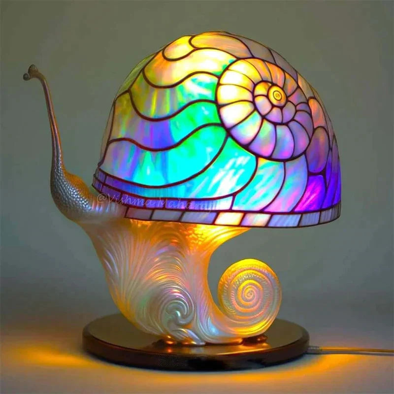 Enchanting Stained Glass Table Lamp - DreamGlow-Snails-The Livary