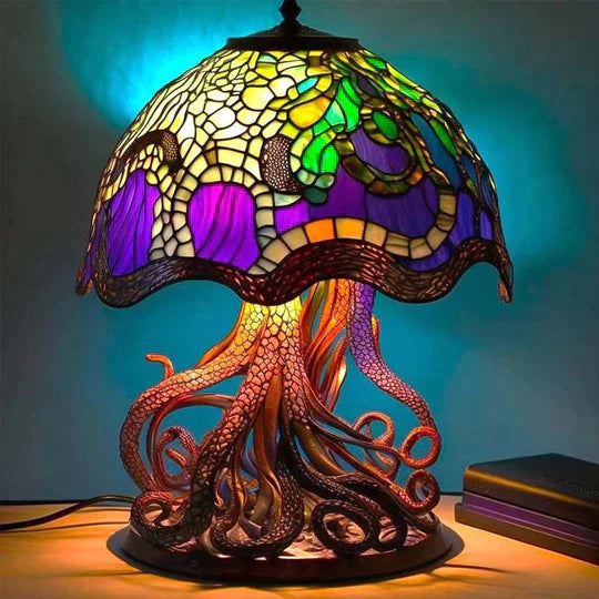 Enchanting Stained Glass Table Lamp - DreamGlow-Octopus-The Livary