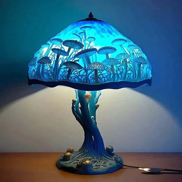 Enchanting Stained Glass Table Lamp - DreamGlow-Blue Mushroom-The Livary