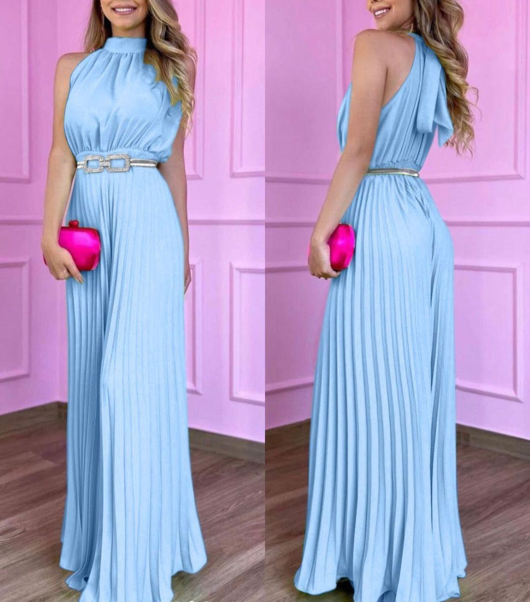 Plissé Jumpsuit – Gaia | Gorgeous airy summer look-S-Blue-The Livary