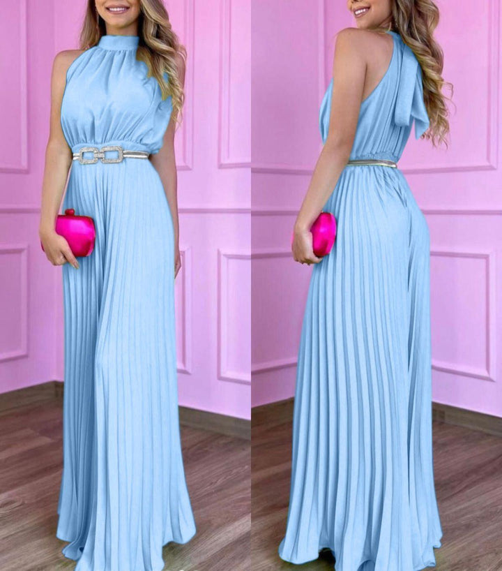 Plissé Jumpsuit – Gaia | Gorgeous airy summer look-S-Blue-The Livary