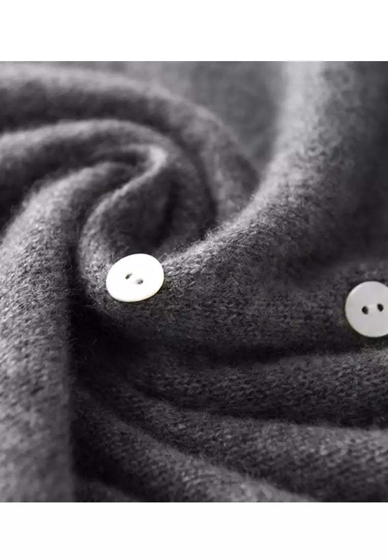 Fashionable Sweater with Stylish Button Closure - Elisa-S-Gray-The Livary