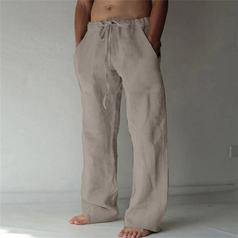 Casual men's linen trousers with a wide cut for summer – Elias-Gray-S-The Livary