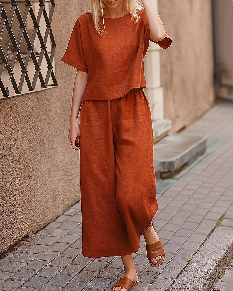 Two-Piece Ladies Lounge Set – Elise-Orange-S-The Livary
