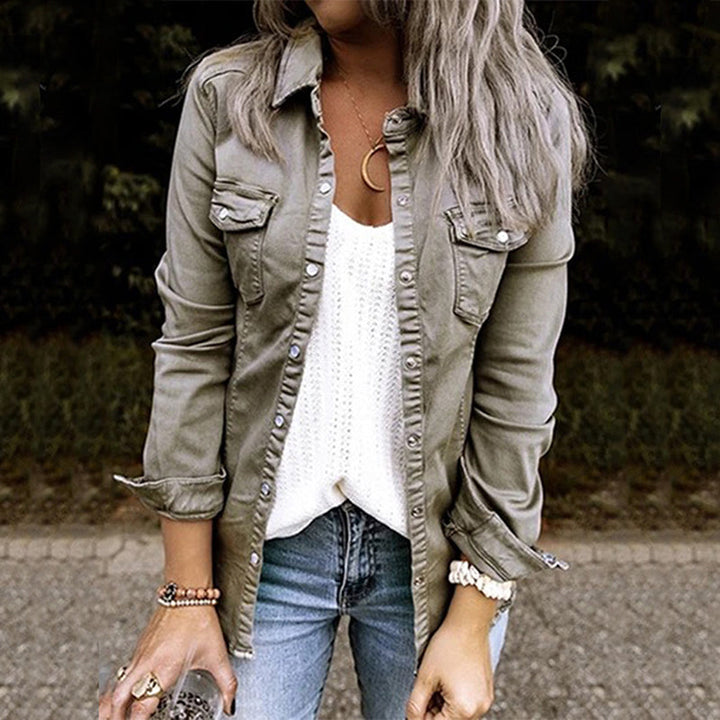 Stylish ladies' denim jacket - Elisa-Gray-S-The Livary