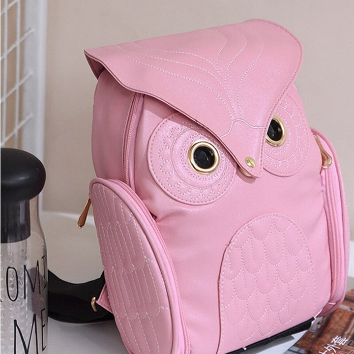 PU Leather Owl Print Backpack for Women – Multi-Pocket Design