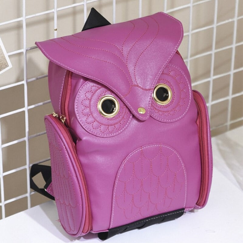 PU Leather Owl Print Backpack for Women – Multi-Pocket Design