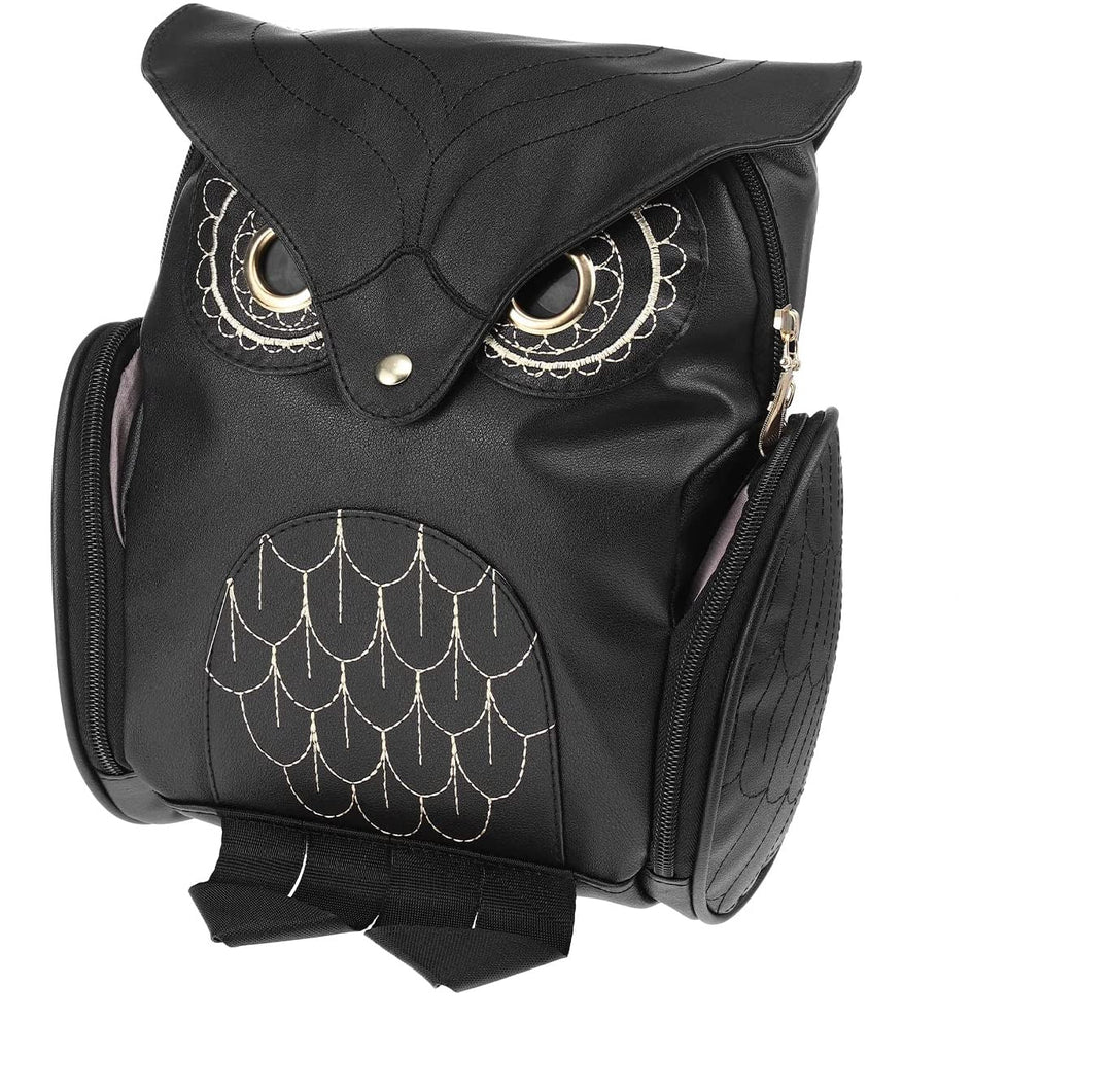 PU Leather Owl Print Backpack for Women – Multi-Pocket Design
