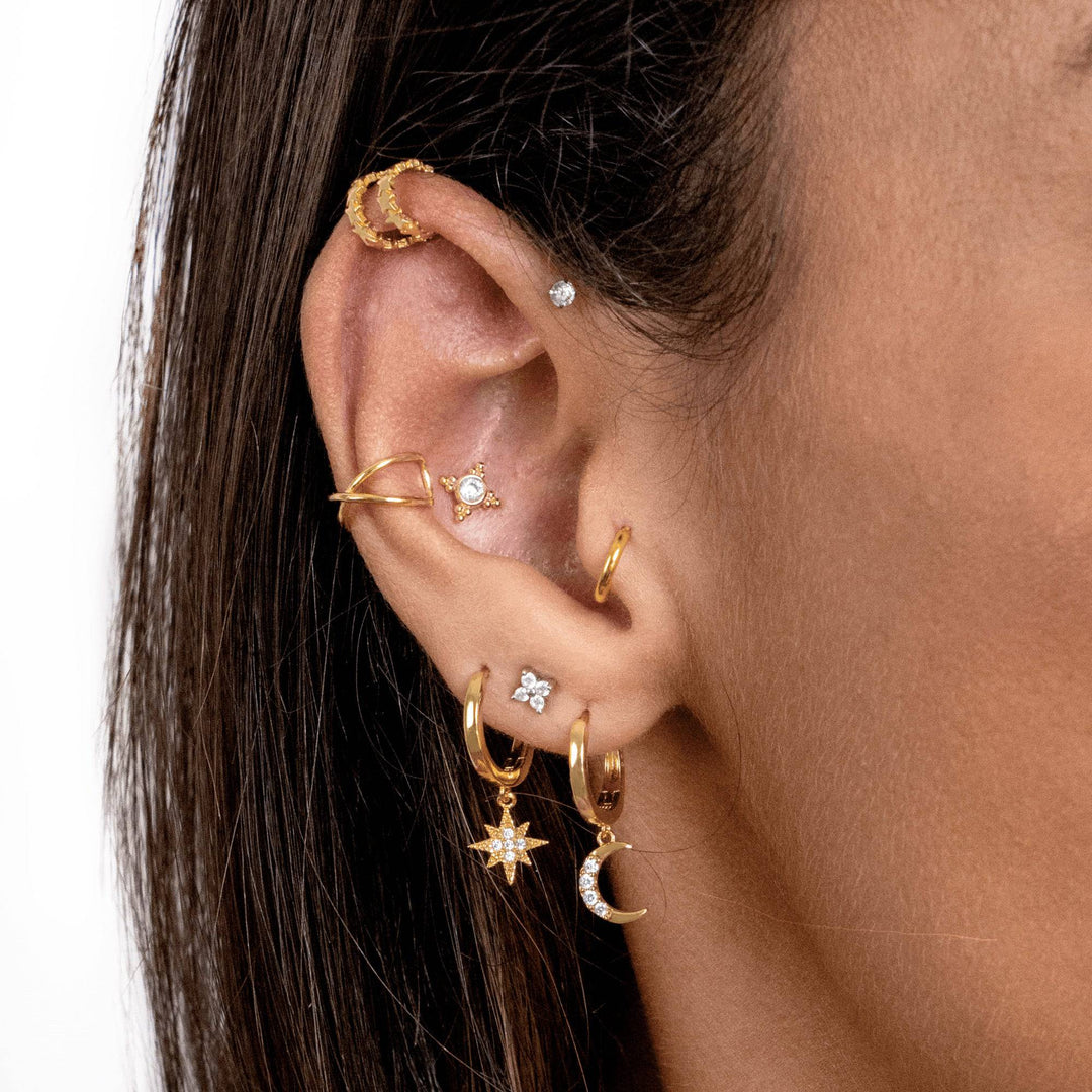 Earrings with Moon and Star - Cosmica-Gold-The Livary