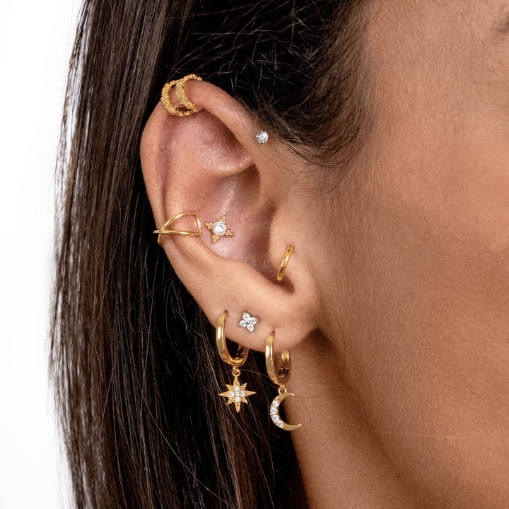 Earrings with Moon and Star - Cosmica-Gold-The Livary