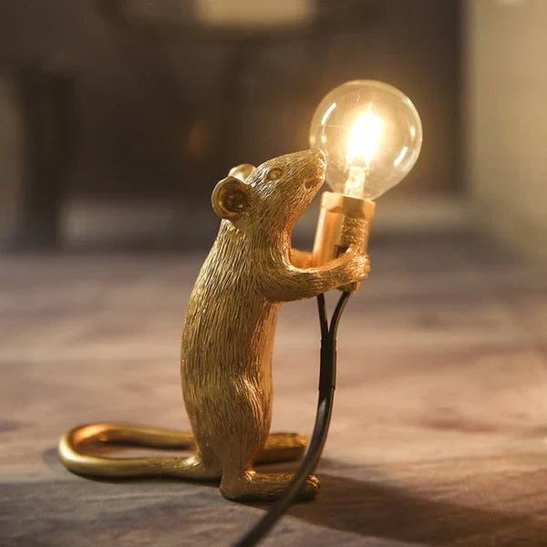 Original Mouse Lamp - SqueakLight-Standing mouse / Gold-The Livary