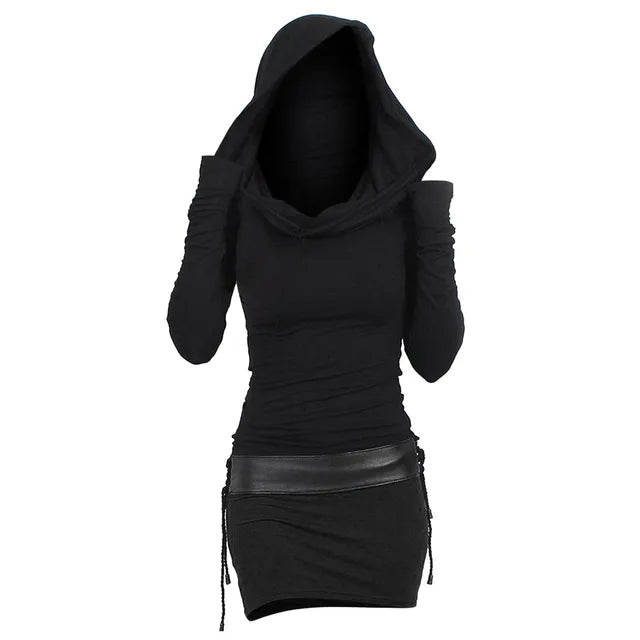 Casual & Comfortable Hoodie Dress with Long Sleeves – Selina-Black-S-The Livary