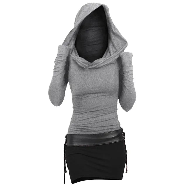 Casual & Comfortable Hoodie Dress with Long Sleeves – Selina-Grey-S-The Livary