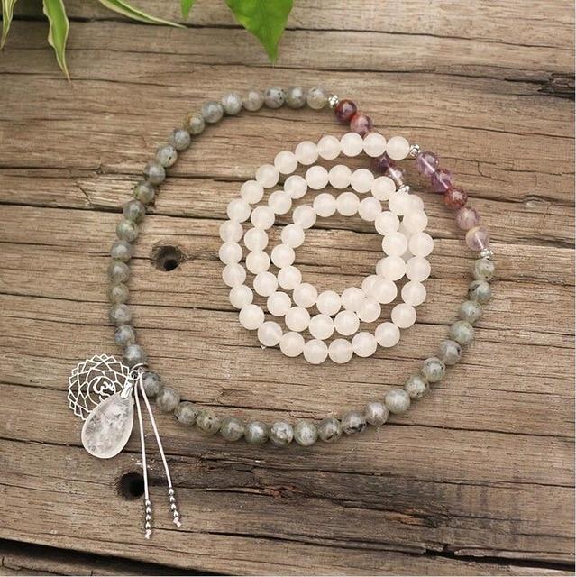 Labradorite, Jade and Amethyst Mala - Seraphine-Chain-The Livary