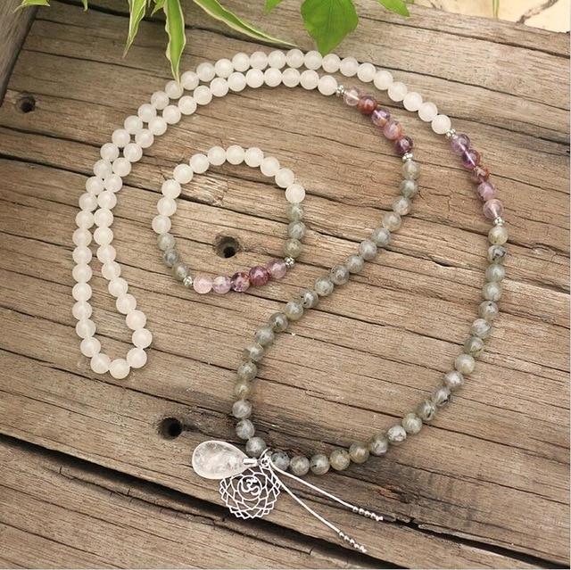 Labradorite, Jade and Amethyst Mala - Seraphine-Necklace + Bracelet-The Livary