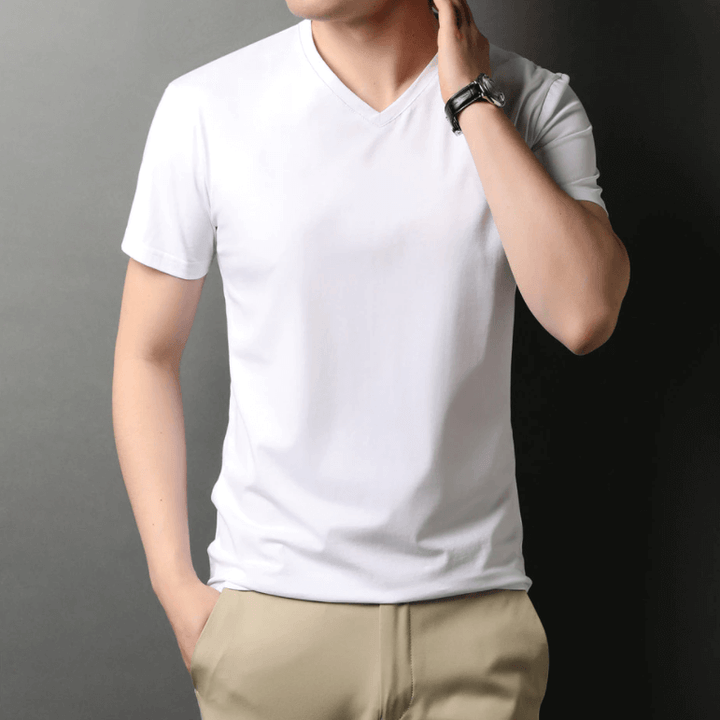 Slim Fit V-Neck T-Shirt for Men 1+1 FREE – Comfortable & Suitable for Everyday Use – Jonas-White-S-The Livary