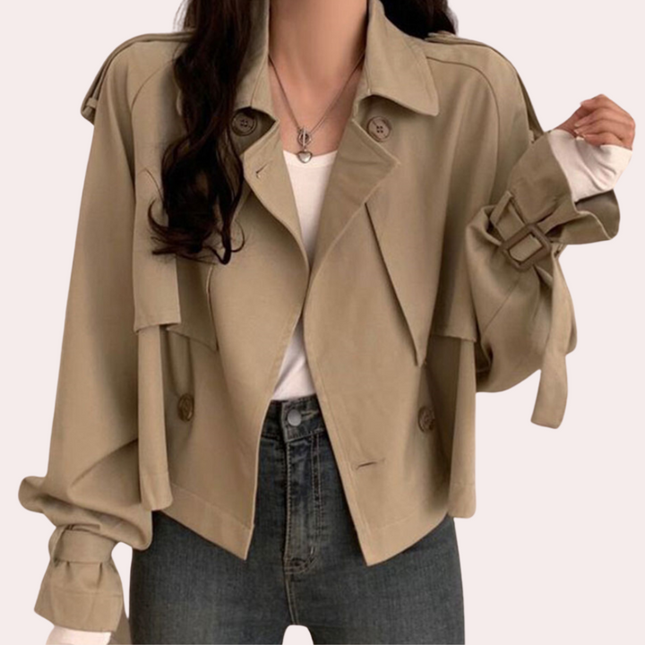 Short Ladies' Coat with a Modern Look - Sienna-Khaki-The Livary