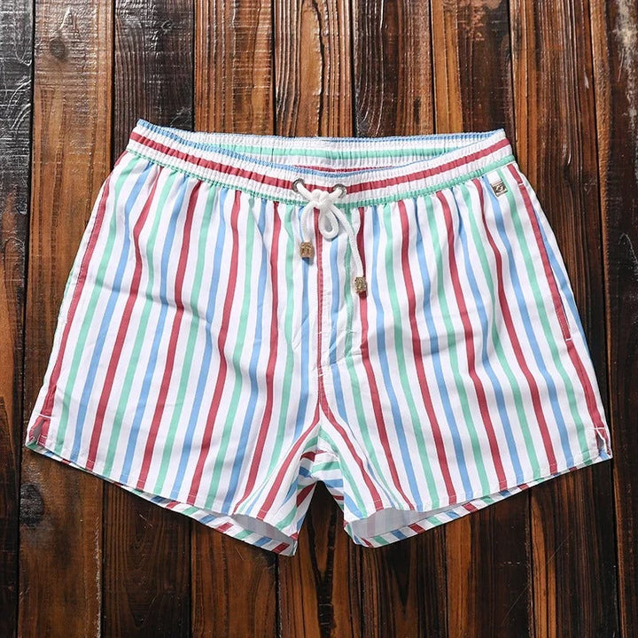 Striped men's shorts with elastic waistband – Matteo-Red Blue-S-The Livary