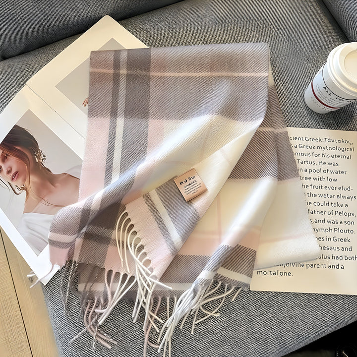 Stylish British Checked Cashmere Women's Winter Scarf - Victoria-F-The Livary