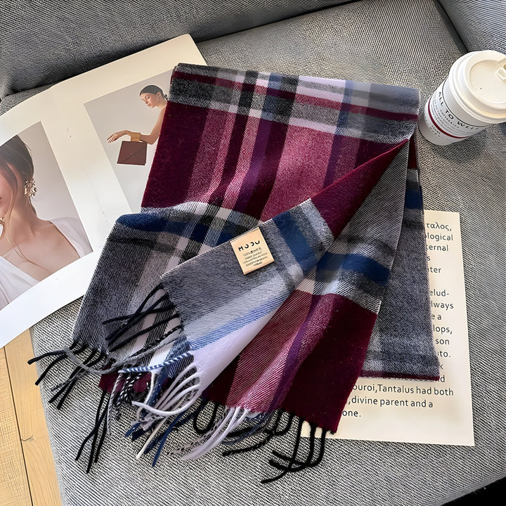 Stylish British Checked Cashmere Women's Winter Scarf - Victoria-J-The Livary