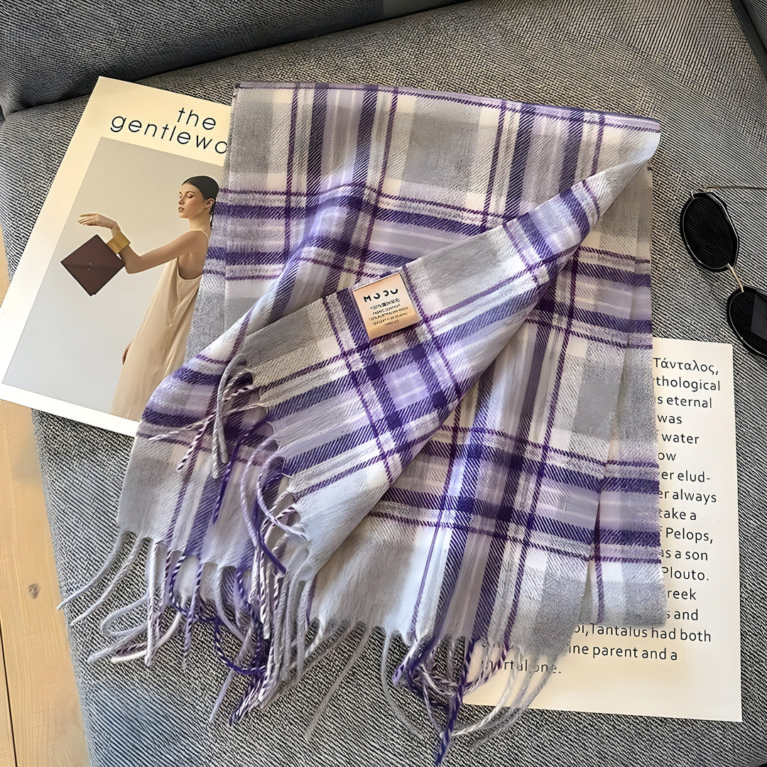 Stylish British Checked Cashmere Women's Winter Scarf - Victoria-A-The Livary