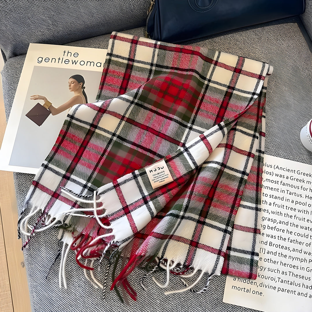 Stylish British Checked Cashmere Women's Winter Scarf - Victoria-C-The Livary