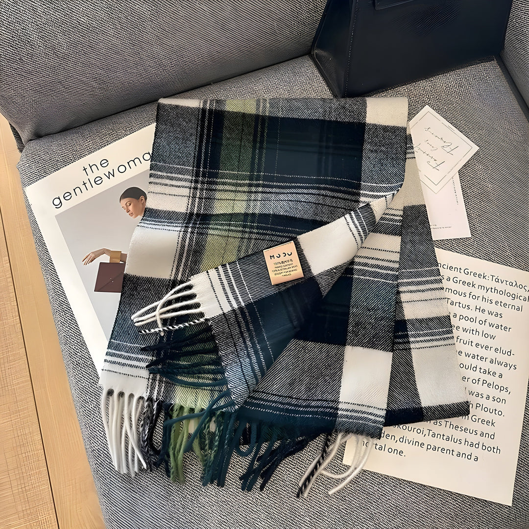 Stylish British Checked Cashmere Women's Winter Scarf - Victoria-E-The Livary