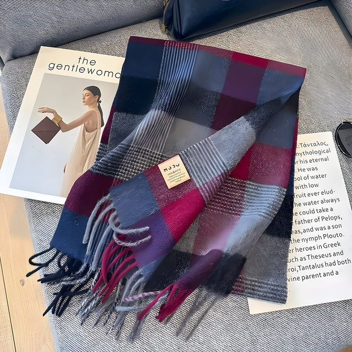 Stylish British Checked Cashmere Women's Winter Scarf - Victoria-D-The Livary