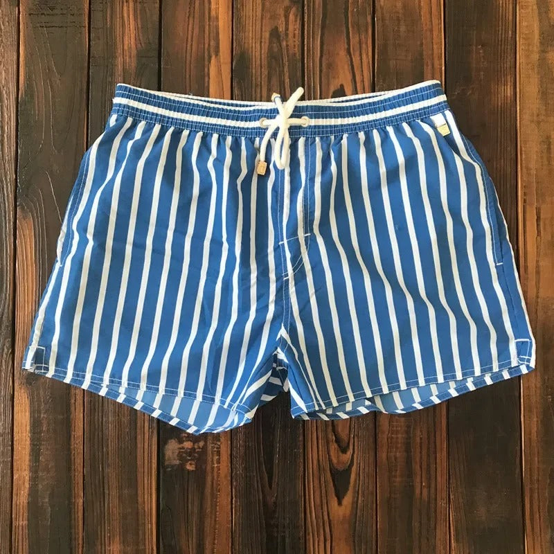 Striped men's shorts with elastic waistband – Matteo-Blue-S-The Livary