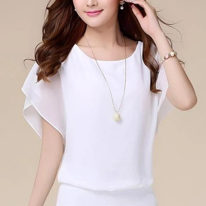 Ladies' chiffon blouse with ruffled sleeves – Ariana-Black-S-The Livary