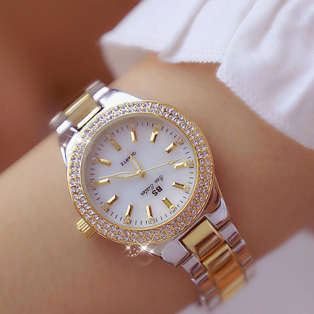 Ladies Quartz Watch with Glossy Finish – Esmée-Gold with silver-The Livary