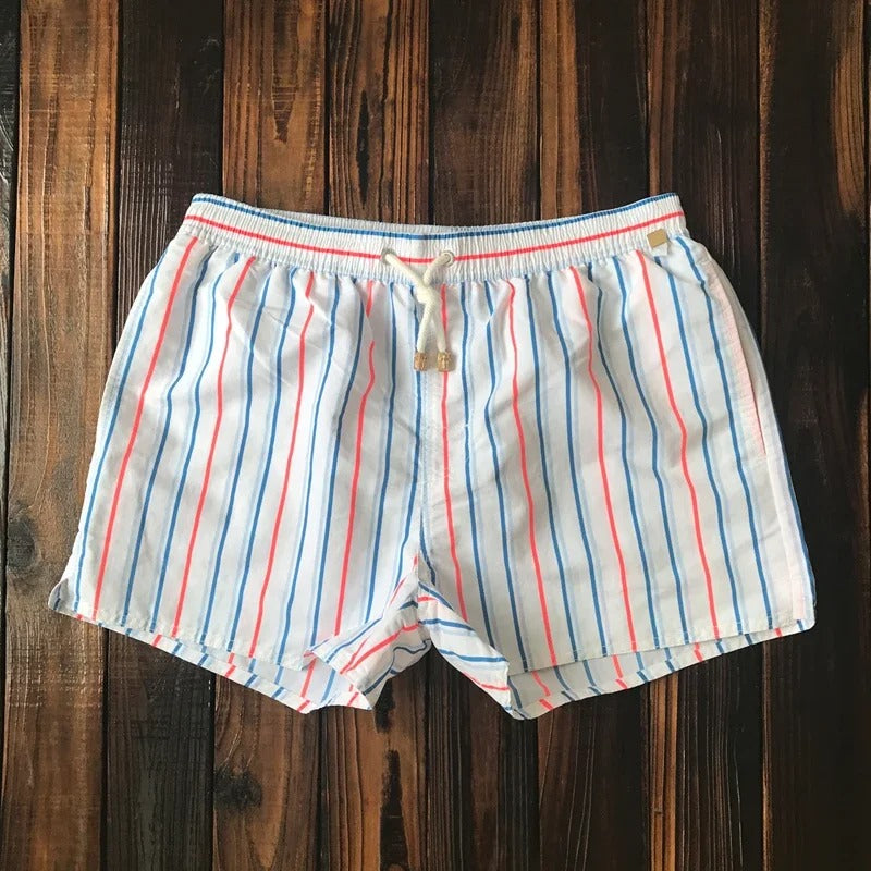 Striped men's shorts with elastic waistband – Matteo-White-S-The Livary