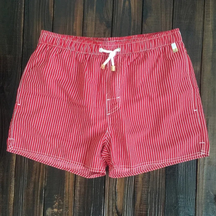 Striped men's shorts with elastic waistband – Matteo-Red-S-The Livary